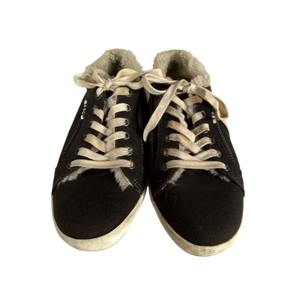 Taos Footwear Women's Charcoal Starline Faux Fur Lined Canvas Sneakers Size 8.5